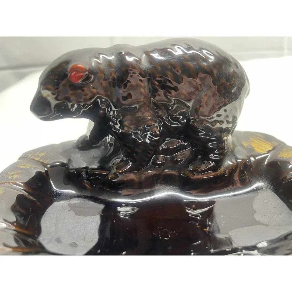 Vintage Bear Trinket Holder Keys Ashtray Cabin Lodge Animals Mountains Decor